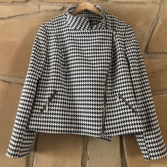 Louben Women's Size 12 Houndstooth Zippered Jacket - Picture 1 of 4